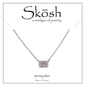 Skosh Silver Emerald CZ w/ Halo 16+1"