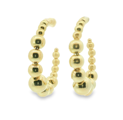 Gold Filled Graduated Beaded Post Hoop Earrings