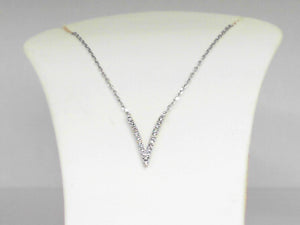 White Gold V Shaped Diamond Necklace