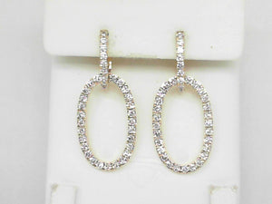 Yellow Gold Oval Link Diamond Dangle Earrings