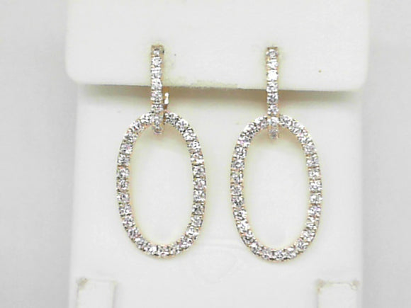 Yellow Gold Oval Link Diamond Dangle Earrings