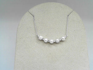 White Gold 5 Pearl and Diamond Necklace