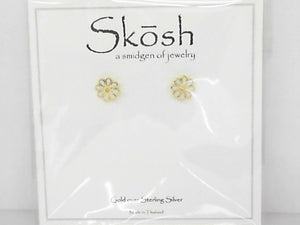Skosh Gold Plated Enamel Daisy Stud Earrings