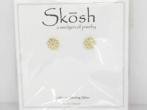 Skosh Gold Plated Enamel Daisy Stud Earrings