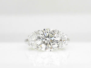 14k White Gold Lab Diamond Round Center with Half Moon Sides