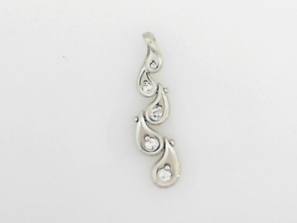 White Gold Pear Shaped Water Drop Pendant with Round Diamonds