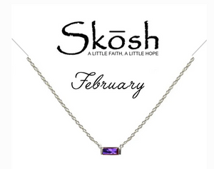 Skosh Baguette Birthstone Necklace- February