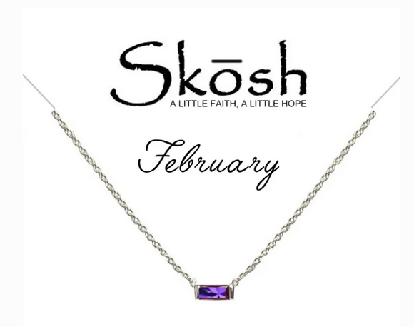 Skosh Baguette Birthstone Necklace- February