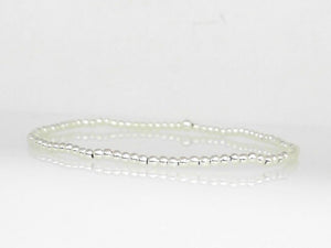 Sterling Silver 2mm Beaded Stretch Bracelet