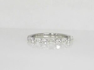 Platinum Round and Baguette Diamond Band