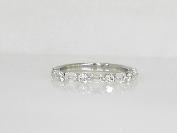 Platinum Round and Baguette Diamond Band