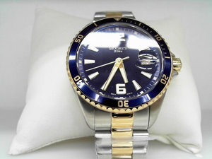 Moore's Elite Stainless Steel Two-Tone Blue Face Watch