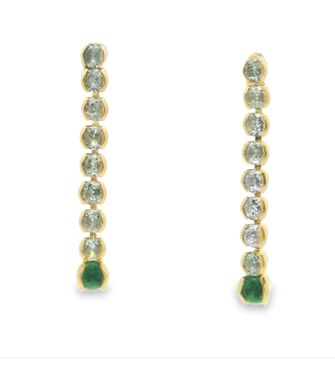 Gold Filled CZ/Green CZ Dangle Earrings