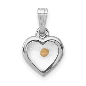 Sterling Silver Small Heart with Mustard Seed Pendant