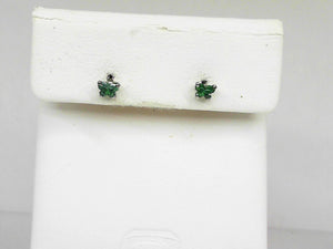 White Gold Baby Butterfly Birthstone Stud Earrings- May