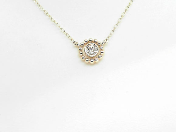 Yellow Gold Diamond Beaded Circle Necklace