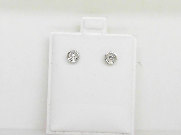 White Gold Illusion Bezel Set Diamond Studs