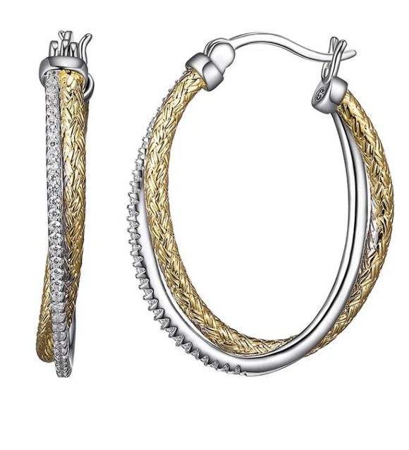 Charles Garnier Two-Tone CZ Double Hoop Earrings