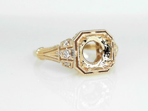 14K YG .06 CT Diamond Semi Mount Centuri Style Setting