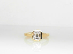 Yellow Gold Emerald-Cut Composite Bezel-Set Diamond Ring