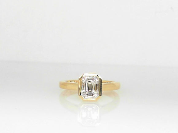 Yellow Gold Emerald-Cut Composite Bezel-Set Diamond Ring