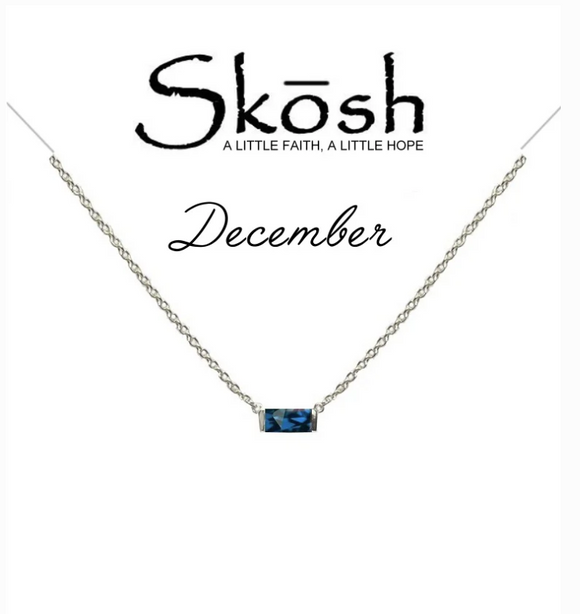 Skosh Baguette Birthstone Necklace- December