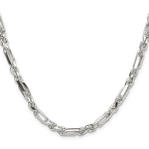 Sterling Silver Diamond-Cut Figarope Chain