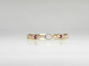 Yellow Gold Ruby and Diamond Band