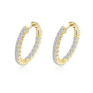 Sterling Silver Gold Plated Inside Out 1.8ctw Oval Hoops