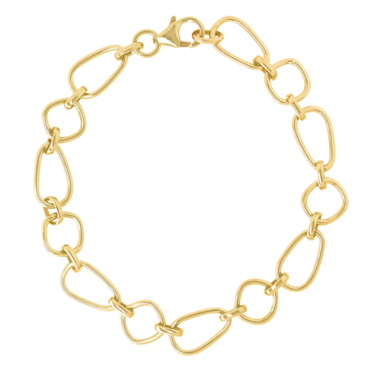 Sterling Silver/Yellow Gold Bonded Geometric Link Bracelet