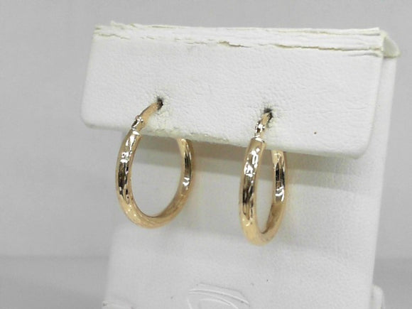 Yellow Gold Diamond Cut Tiny Hoops