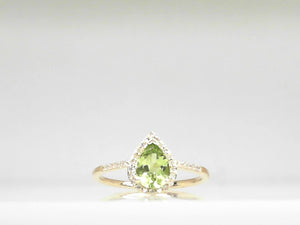 14K Yellow Gold, Diamond and Peridot Birthstone Ring