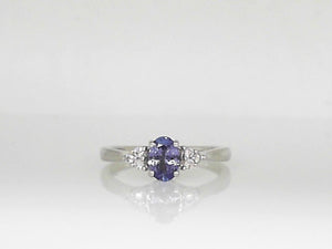 White Gold Oval Tanzanite and Diamond Ring