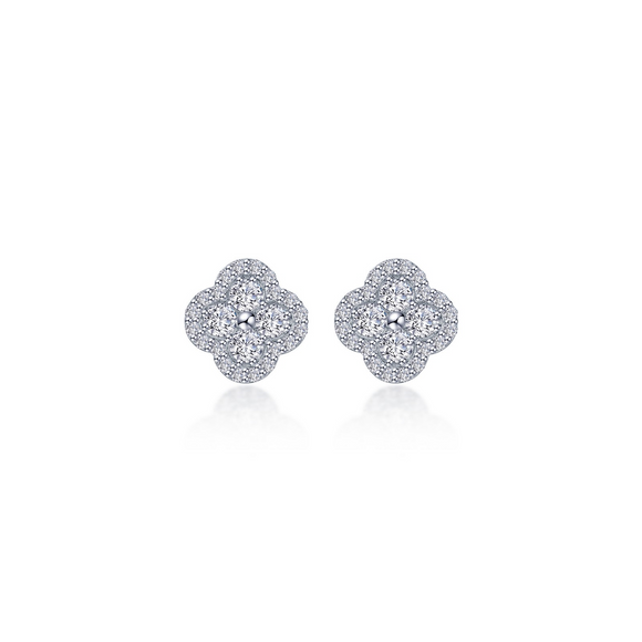 Lafonn Sterling Silver Clover CZ Halo Stud Earrings