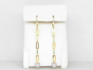 Charles Garnier Sterling Silver/Gold Paperclip CZ Leverback Earrings