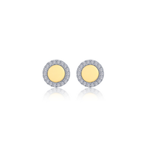 Lafonn Sterling Silver Button CZ Stud Earrings