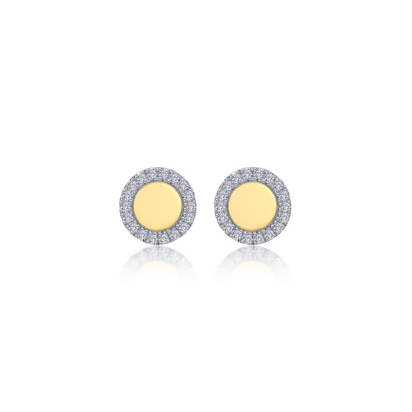 Lafonn Sterling Silver Button CZ Stud Earrings
