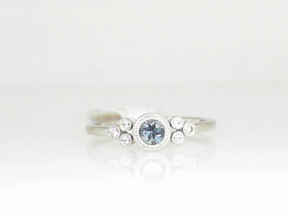 White Gold Aquamarine and Diamond Birthstone Ring