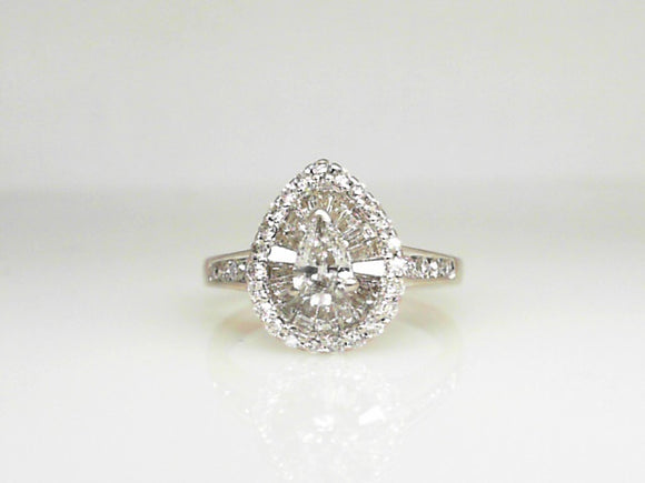 14K WG 1.17 CTW Diamond Pear Shaped Ballerina Ring