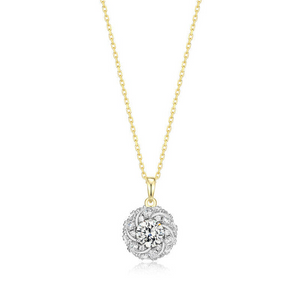 Sterling Silver Gold Plated Knot CZ Necklace 17+2"