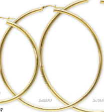 18k Yellow Gold bonded over Sterling Silver Hoop Earrings