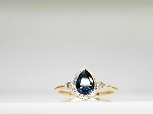 14K Yellow Gold, Blue Topaz and Diamond Birthstone Ring