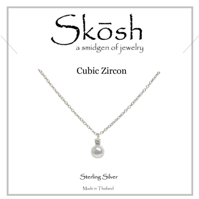 Skosh Pearl Necklace with CZ 16
