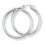 Sterling Silver Plain Shiny Hoop Earrings
