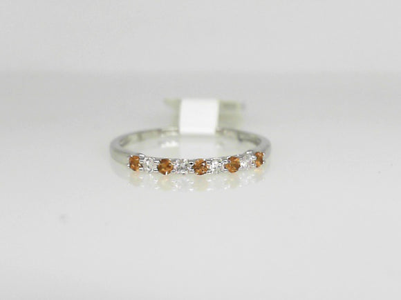 White Gold Citrine and Diamond Stackable Band