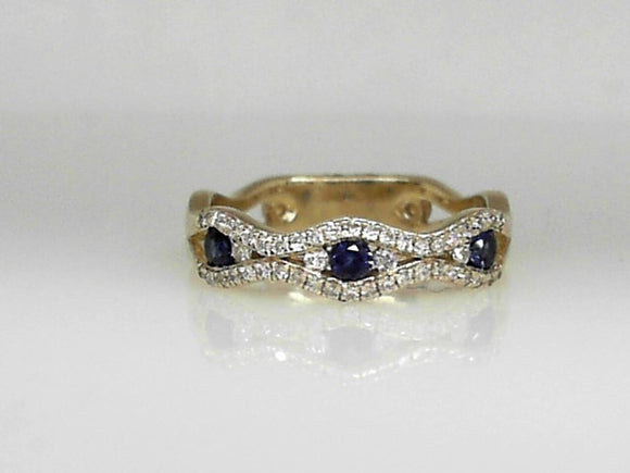 Yellow Gold Diamond and Sapphire Band