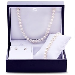 Sterling Silver Freshwater Pearl Wood Box Gift Set