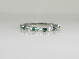 White Gold Emerald and Diamond Band
