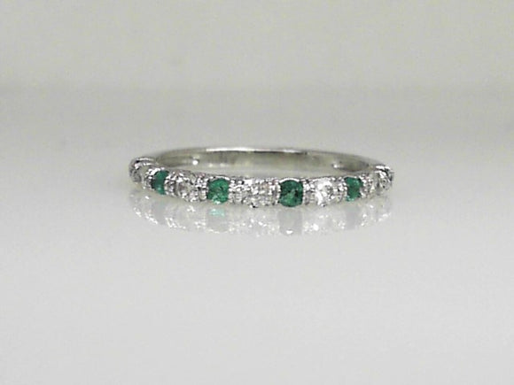 White Gold Emerald and Diamond Band