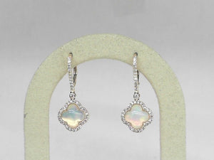 Yellow Gold Clover Opal and Diamond Earrings
